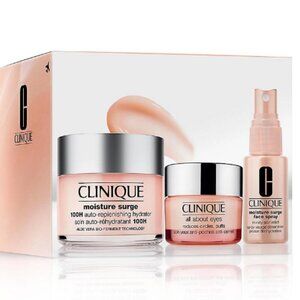 Clinique Moisture Surge Box Set -100H Hydrator, All About Eyes, Face Spray - NIB